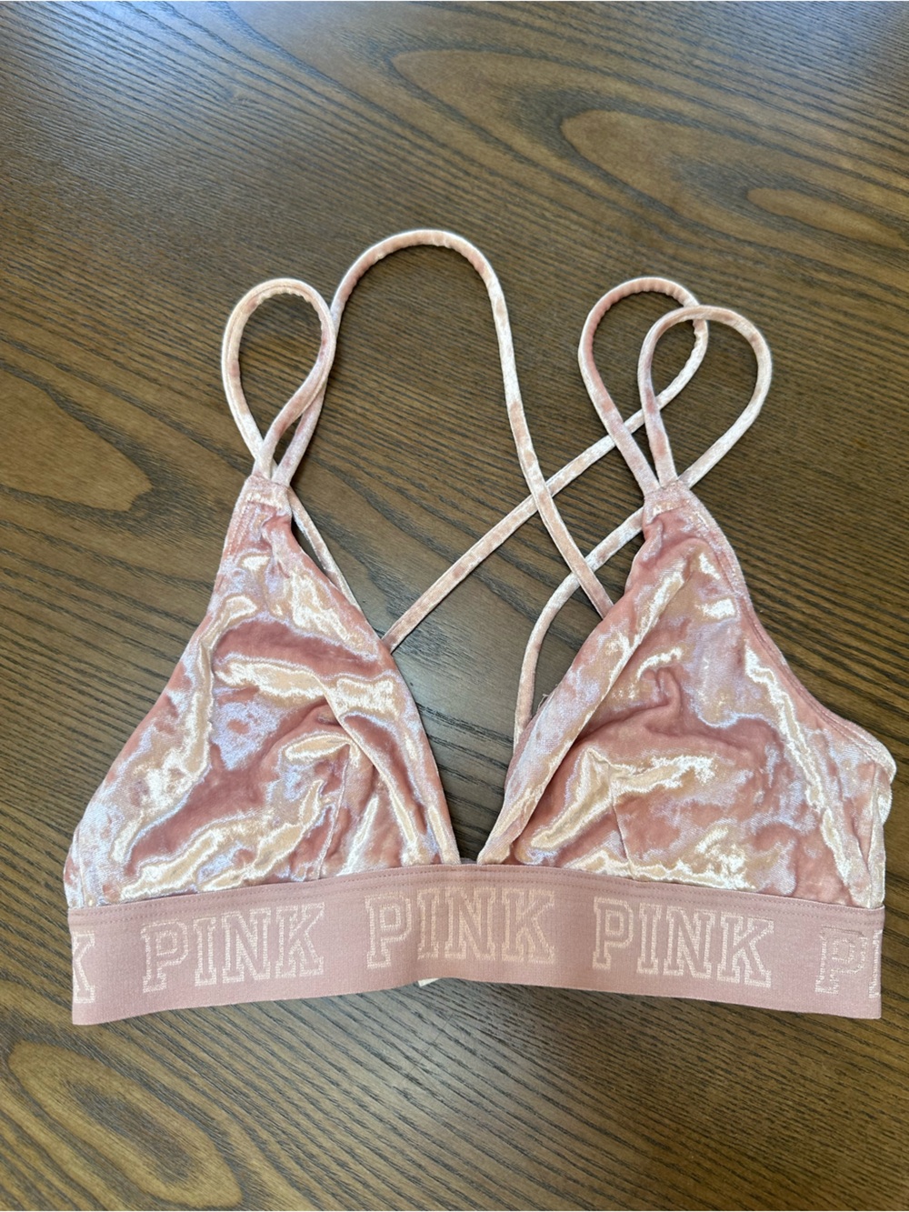 PINK Victoria's Secret Dusty Rose Velvet Strappy Bikini